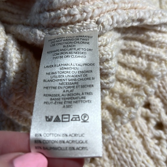 NWOT Free People - Cable Stitch Cardigan Button Front Cream Pockets Size Small - Picture 12 of 13